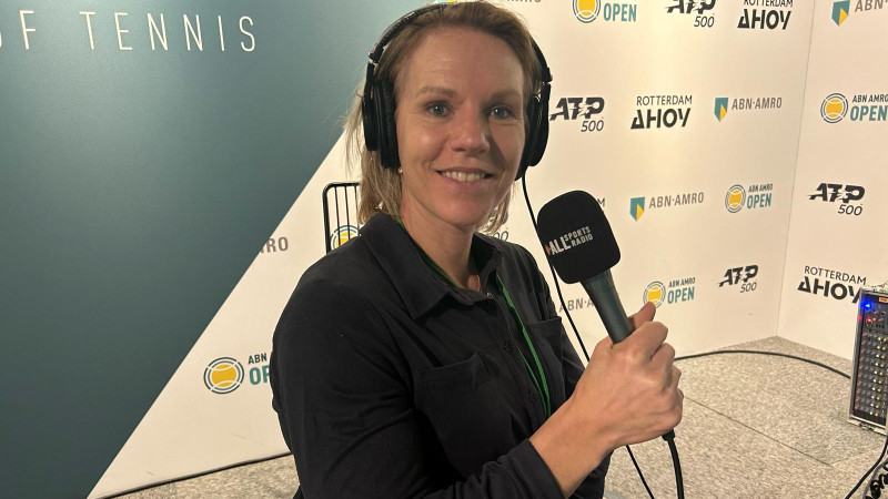 Esther Vergeer in de studio tijdens ASR LIVE! op ABN AMRO OPen