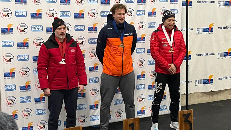 Michiel Wienese op het podium WK Sprint Masters 2025