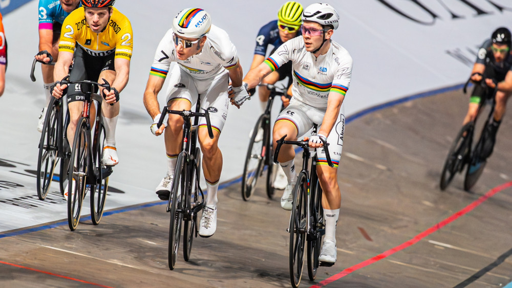 Wereldkampioenen Van den Bossche en De Vylder op dag vijf van WielerZesdaagse Rotterdam 2025 Foto: Stephan Tellier