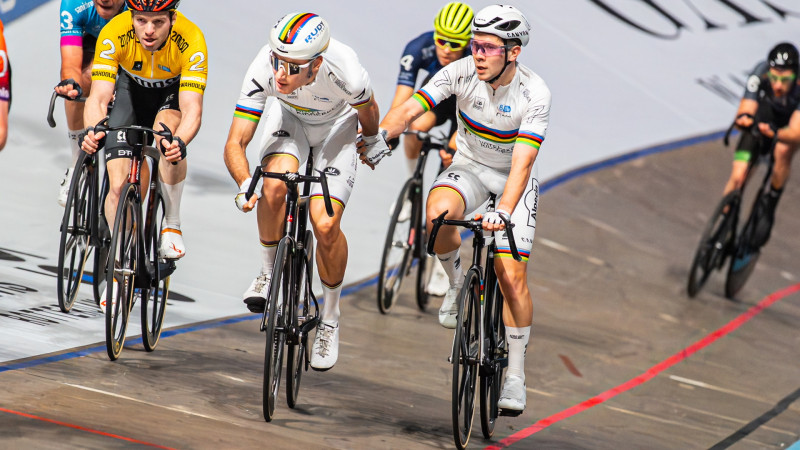 Wereldkampioenen Van den Bossche en De Vylder op dag vijf van WielerZesdaagse Rotterdam 2025 Foto: Stephan Tellier