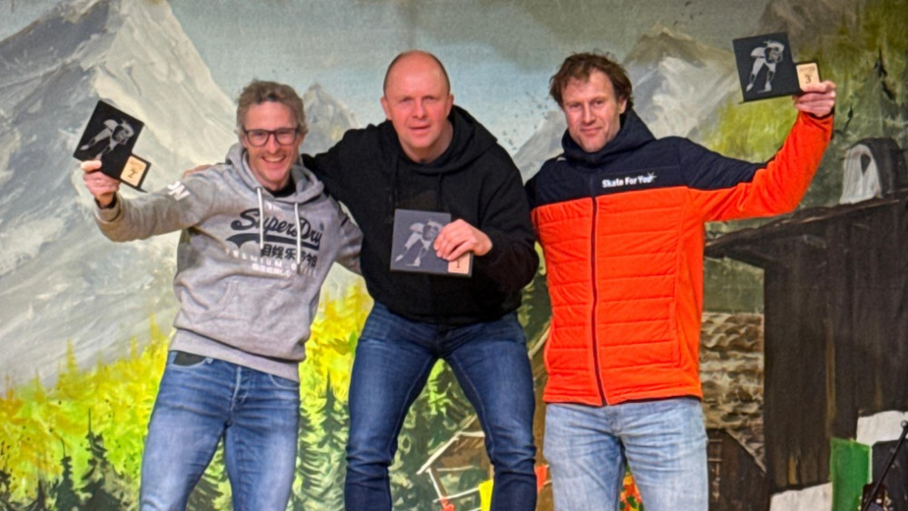 Michiel Wienese op het podium bij WK Sprint Masters 2026