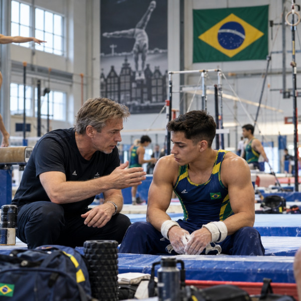 Braziliaanse turnselectie in Amsterdam Afbeelding gegenereerd door AI