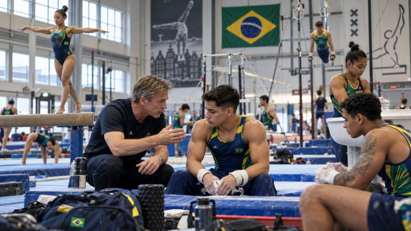 Braziliaanse turnselectie in Amsterdam Afbeelding gegenereerd door AI